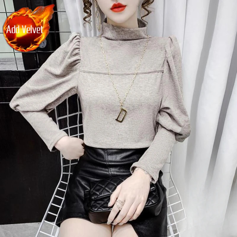 Magliette Bianche Off 2023 Vestiti Caldi Magliette Da Donna Grigie Dolcevita Top Femminili All'Ingrosso Con Maniche Novità In Poliestere Tees