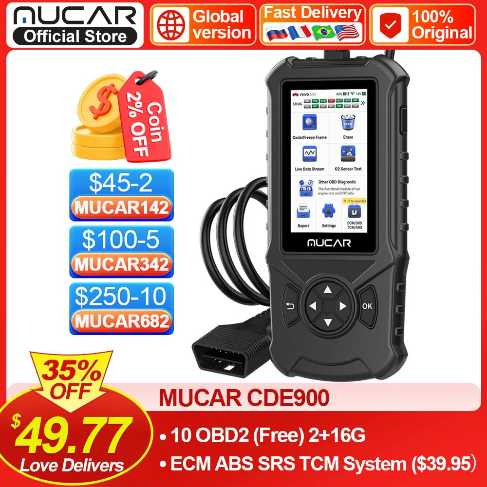 Mucar Cde900 Strumenti Diagnostici Per Auto Obd2 Gratuiti A Vita Scanner Obd2 Lettore Di Codici Automotivo Controllo Motore Pk Elm327