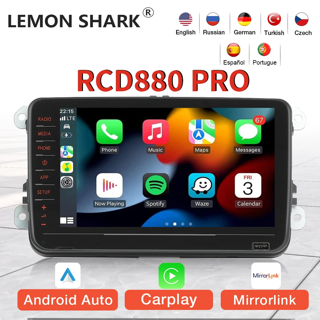 Noname RCD880PRO 2.0 카플레이 8 인치 풀 터치 스크린 MIB 안드로이드 오토 플레이어 폭스바겐 골프 5 6 CC 파사트 B5 B6 제타 5 용