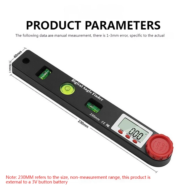 4 In1 Goniometer Electronic Angle Ruler Levelling Instrument 190mm ...