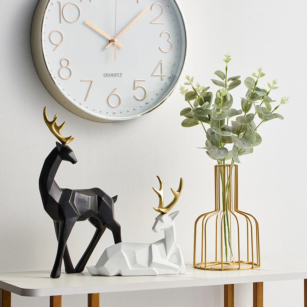 

Nordic Creative Geometric Deer Tabletop Decoration Crafts Resin Animal Sculpture Home Ornaments Statue Living Room Figurines
