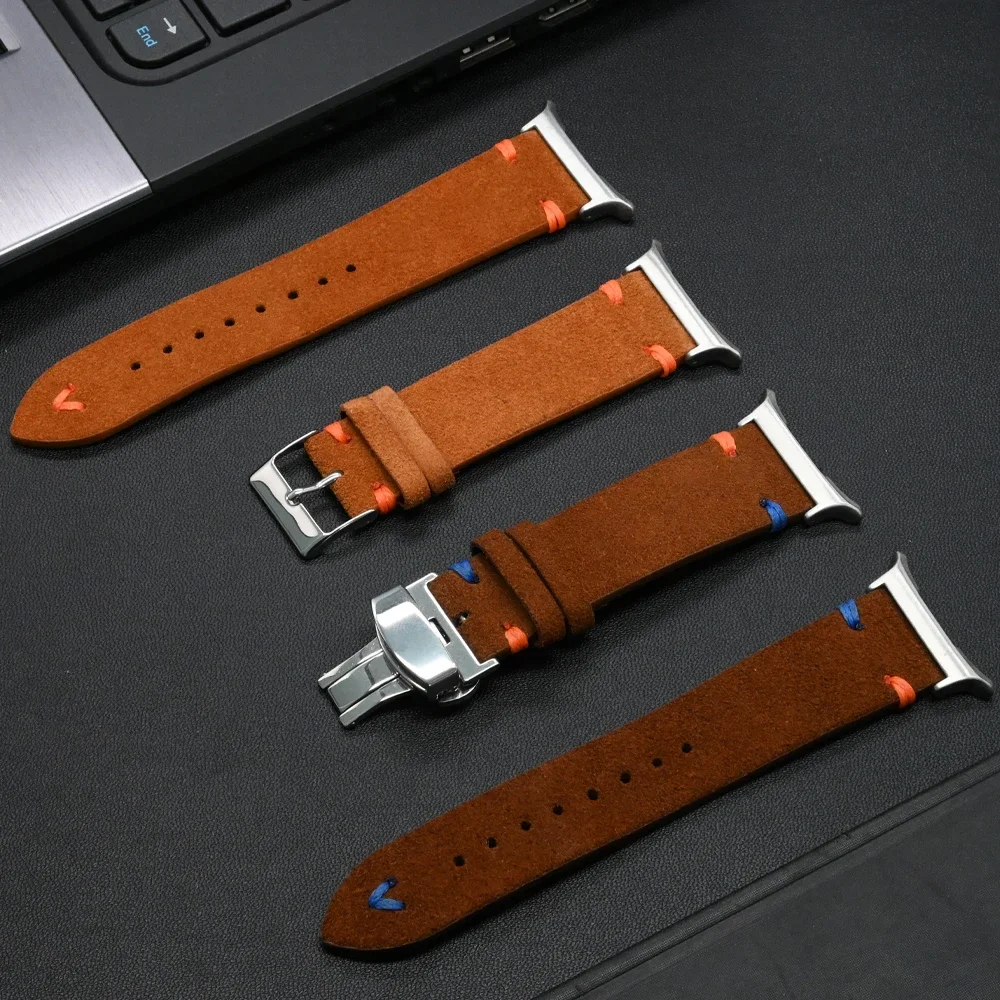 Handmade Soft Leather Strap for Smartwatch - No Gap Curved End Bracelet