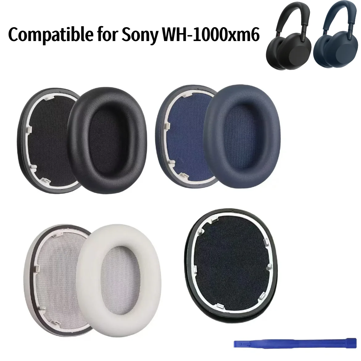 KUTOU Replacement Ear Pads for Sony WH-1000XM6 1000XM6 Headphones Earpads Cushions Protein Leather Memory Foam Ear Pads