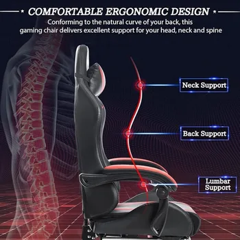 Gaming Chair with Massage and LED RGB Lights Chair with Footrest High Back Video Game Chair with Linkage Armrest Gaming Chairs 5