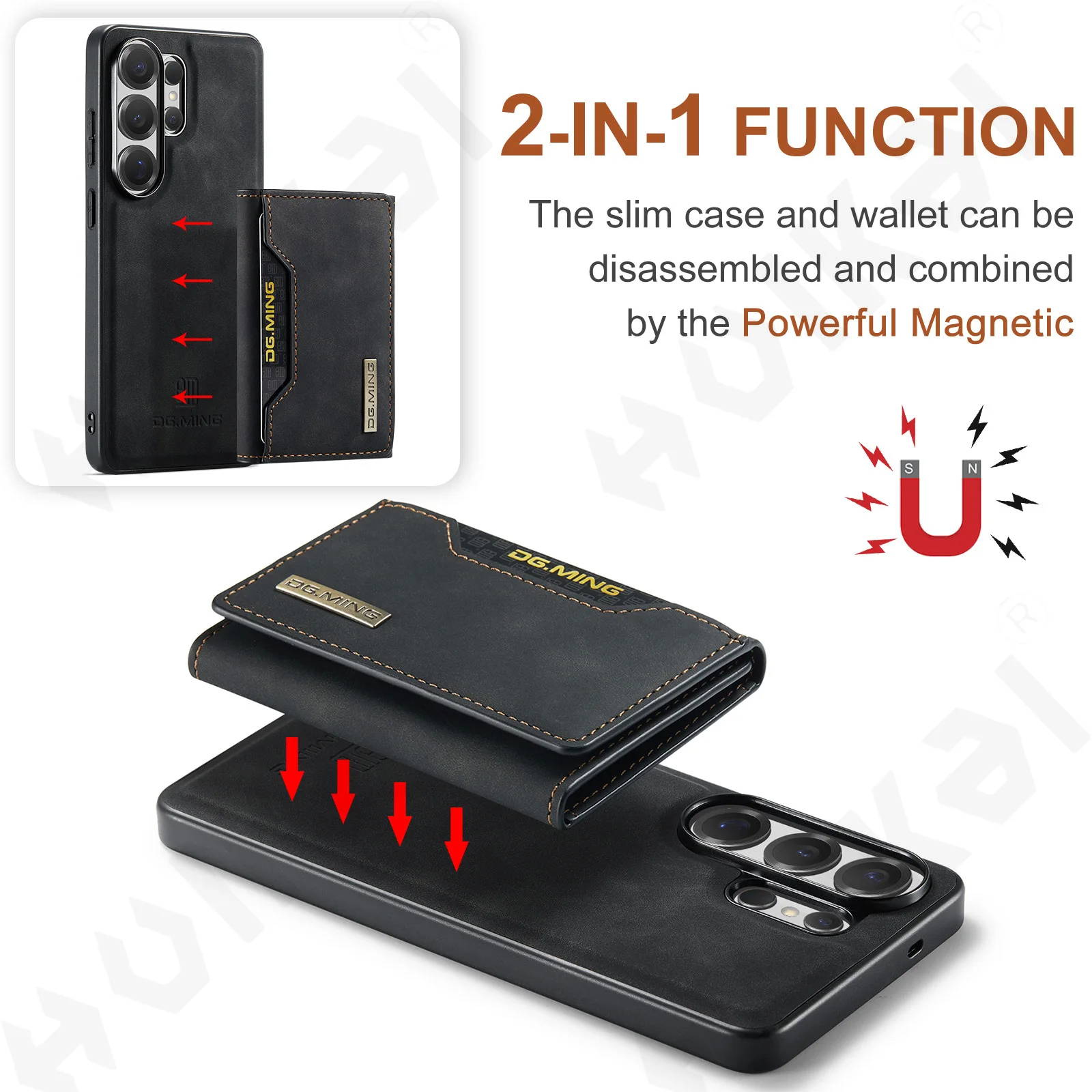 Premium Faux Leather Flip Case with RFID Protection and Magnetic Card Holder