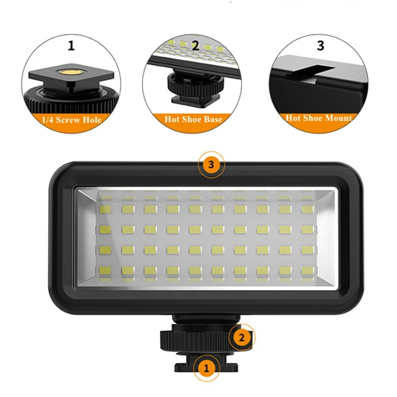 Lampe de remplissage étanche 40m pour GoPro Hero 11 10 9 DJI Action 3 avec faisceau lumineux puissant
