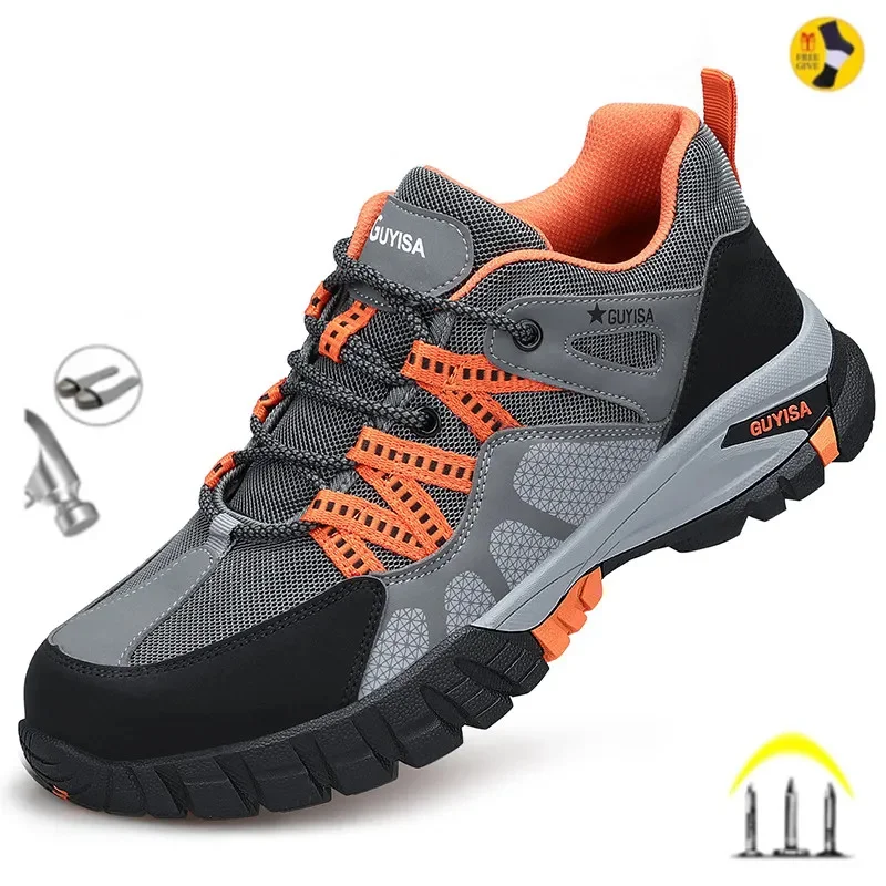 

Men Steel Toe Safety Shoes Indestructible Construction Working Shoes Protection Male Footwear Breathable Hiking Industry Boots