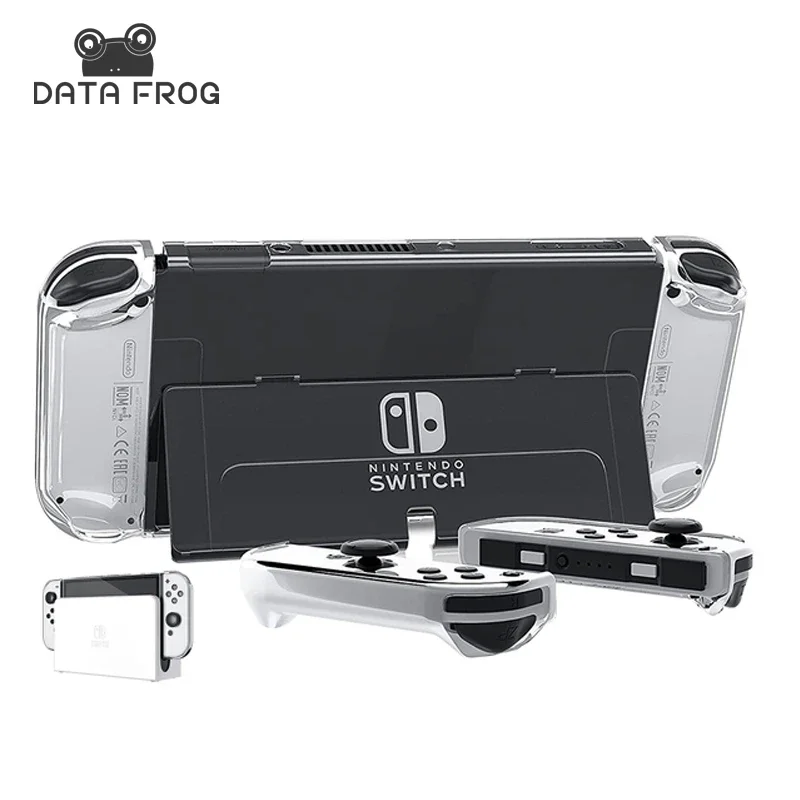 DATA FROG 닌텐도 스위치 OLED 조이콘 보호 크리스탈 케이스 커버, 투명 쉘, 닌텐도 스위치 OLED 액세서리 