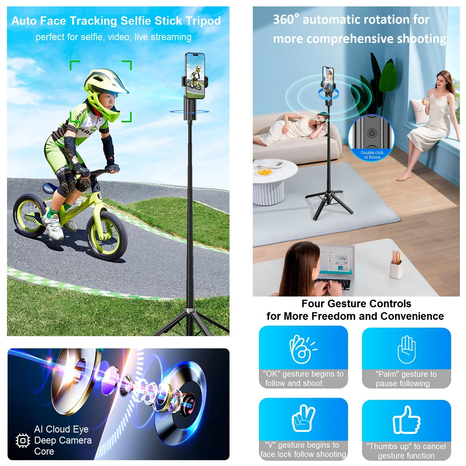Auto Face Tracking Selfie Stick Intelligent Auto Face Tracking