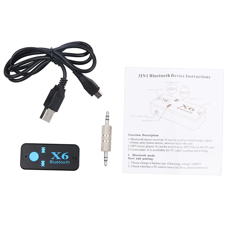 X6 Wireless Bluetooth Receiver Music Audio Adapter 3.5mm Jack AUX Dongle Car Kit Cable V4.1 TF Interface For iphone Speaker bluetooth adapter,bluetooth audio receiver,bluetooth transceiver adapter,bluetooth aux adaptor