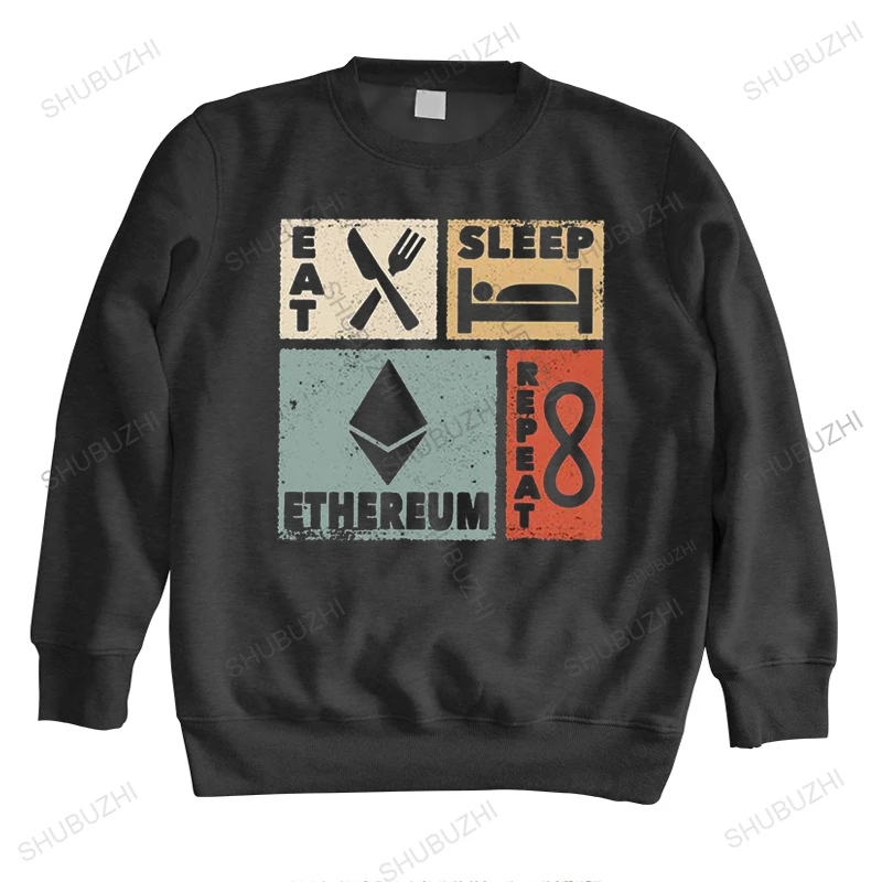 

Vintage Design Ethereum Mens hoodies Cotton Blockchain Crypto Cryptocurrency sweatshirt long sleeve Fashion hoody Clothing