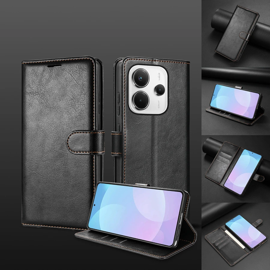Magnetic Flip Leather Wallet Case with Card Slot