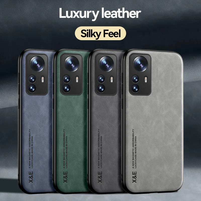 Leather Car Magnetic Holder Case with Metal Plate - Matte Full Cover