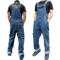 Men's Overalls Jumpsuit Large Size Strap Straight Blue Jeans With 7 Pockets More Sizes 30-48 50 1