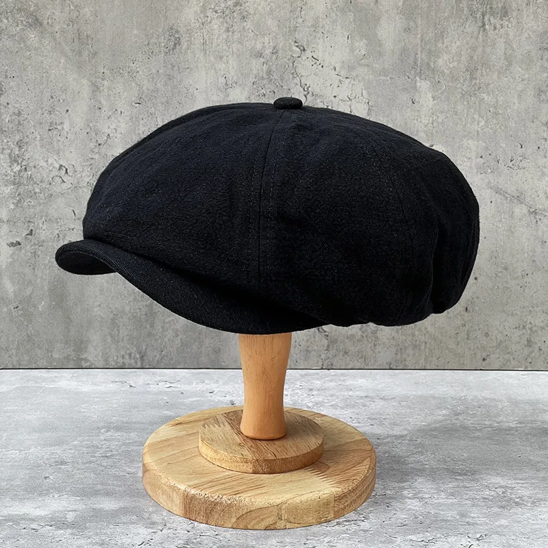 Men's Spring Summer Cotton Linen Newsboy Caps Big head 4XL Plus Size 63CM Unisex Casual Octagonal Cap British Retro Forward Hat - Image 2
