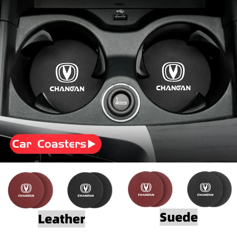 2Pcs Car Coaster Water Cup Holder Pad Non-Slip Mat Accessories Changan CS75 CS35 CS15 CS55 CS95 CS85 CX70 EADO CX20 Alsvin