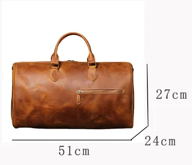 LUOKIR Echtes Leder Vintage Crazy Horse Leder Herren Handheld Reisetasche Schulter Umhängetasche Gepäcktasche Laptoptasche – Detail 12