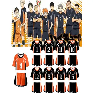 Anime haikyuu cosplay traje voleibol personagem juvenil shorts camiseta  conjunto hinata shoyo camisa esportiva jerseys c42a58 - AliExpress