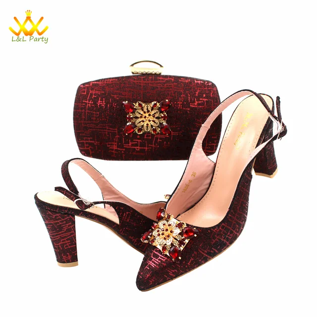 Italian Shoe And Bag Set Wholesale BS922 Custom Made Gold Crystal