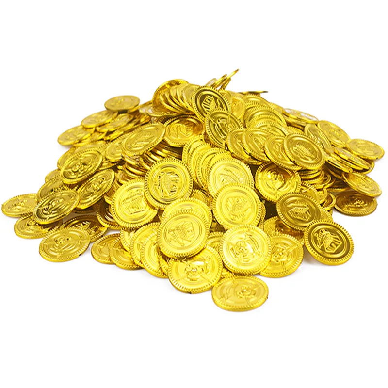Funny Simulation Pirate 100pcs Coins Chips Treasures Gold Coins Party Game Props Kids Gift