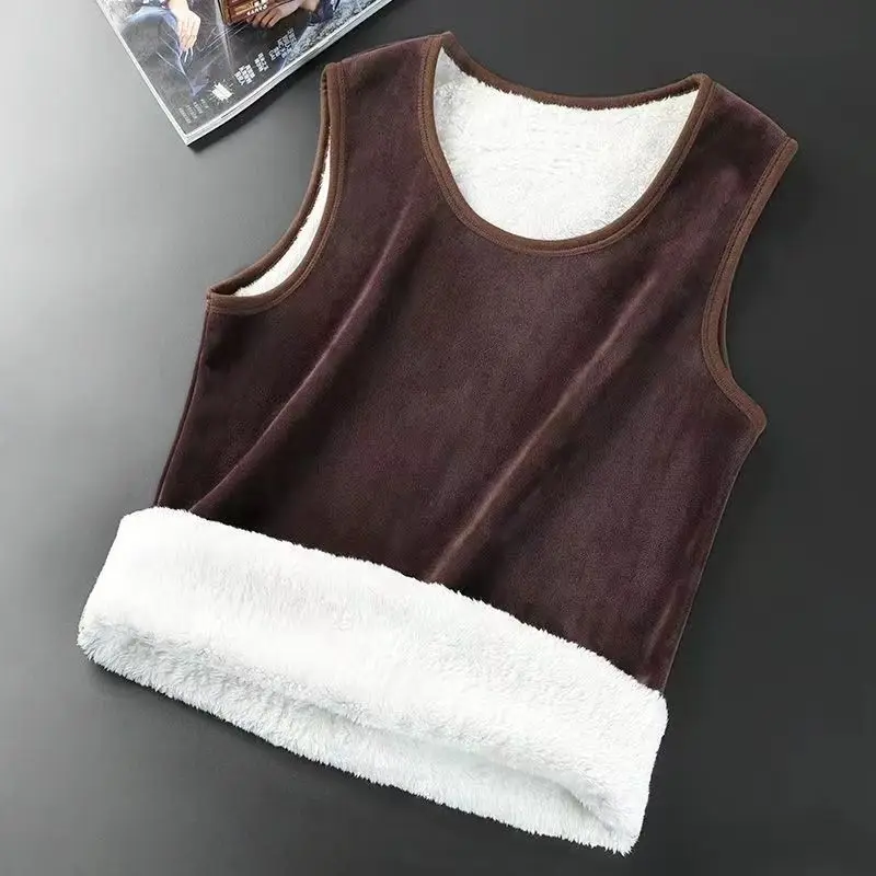 

Термобелье, мужское теплое нижнее белье, зимняя мужская рубашка без рукавов из овечьей шерсти с подкладкой, стандартные термотопы J17