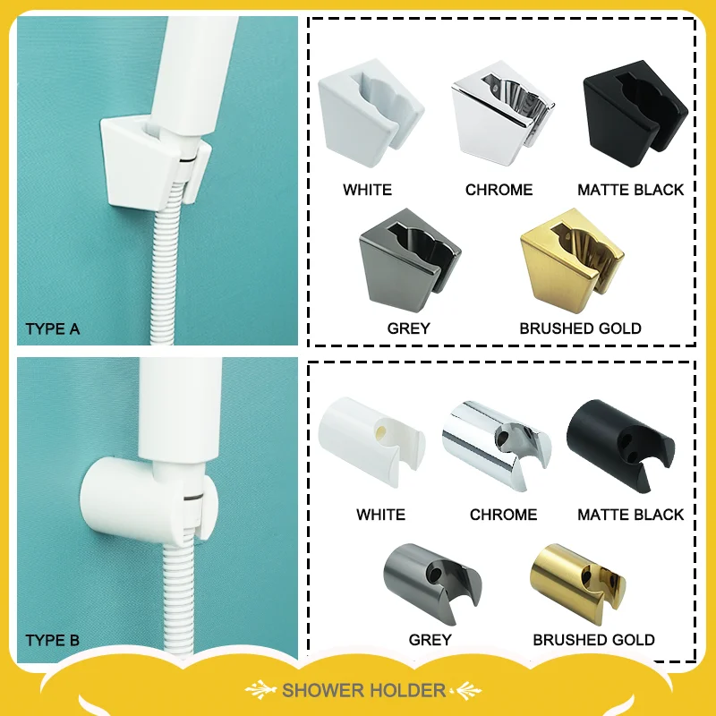Shower Holder Handheld Spray Bracket ABS Plastic Wall Mounted Bathroom Replacement Fittings Gold Grey White Black Chrome