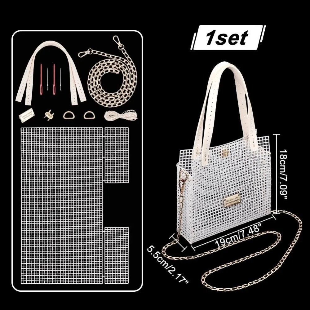 DIY Knitting Crochet Bags Kit Hand-Knit Woven Bag Making Kit Mesh Plastic Canvas Sheets for Embroidery Cross Stitch DIY Shoulder