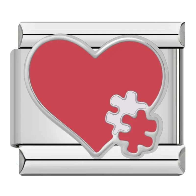 Elegant Red Glaze Floral Heart Charm for Bracelet Jewelry Making