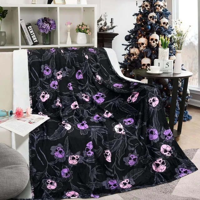 1PC Halloween Theme Throw Blanket Skeleton Skull Flowers arts Thin Blanket Gifts for Couch Bed Car Home Camping all season use 1PC Halloween Theme Throw Blanket Skeleton Skull Flowers arts Thin Blanket Gifts for Couch Bed Car Home Camping all season use