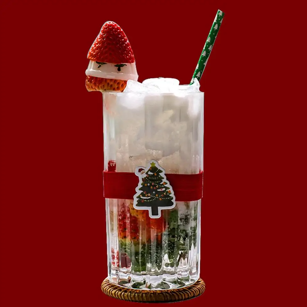 100 Pcs Paper Straws Food Grade Degradable Christmas Disposable Straws Table Decoration Snowflake Print Xmas Drinking Straw