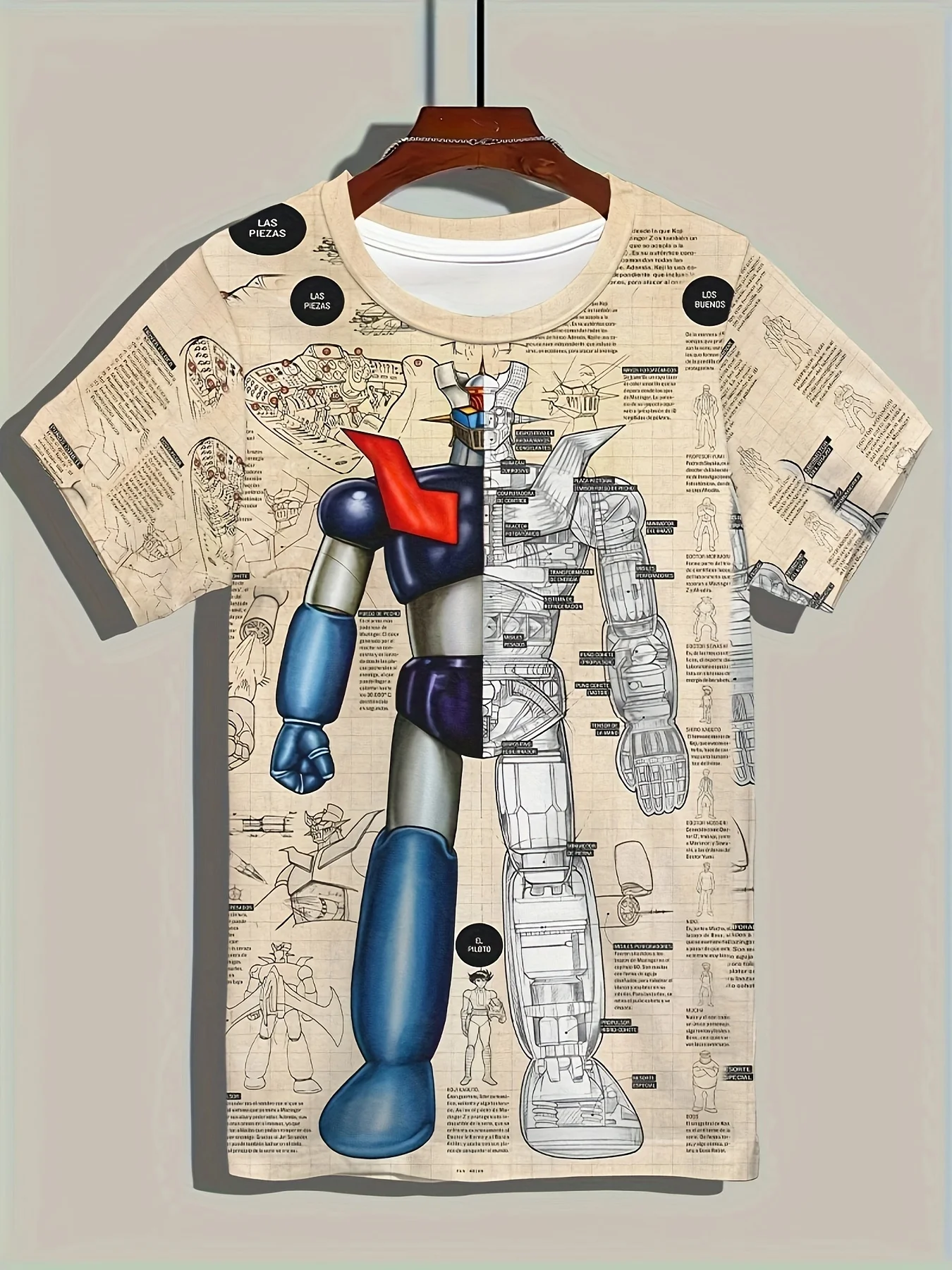 Повседневная летняя футбольная рубашка для мужчин с 3D-принтом Mazinger Z Robot Design