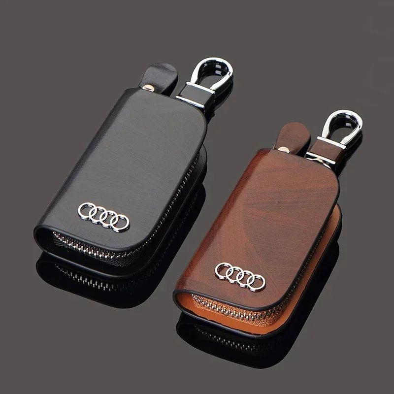 Leather Car Logo Key Case Cover and Key Chain Protective Bag