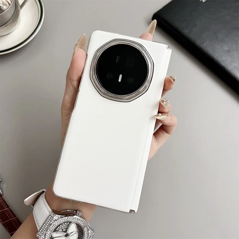 Clear Bumper Case with PU Leather Hinge Protection Cover