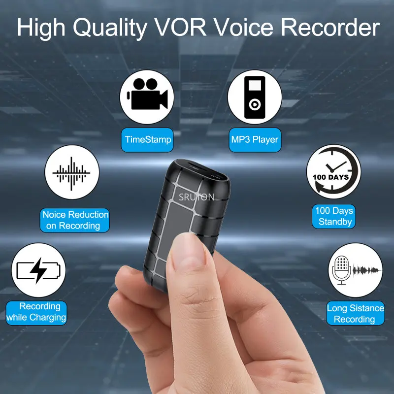 

SRUTON 500hours Voice Recorder Dictaphone Pen Audio Sound Mini Activated Digital Professional Micro Flash Drive Voice Recorder