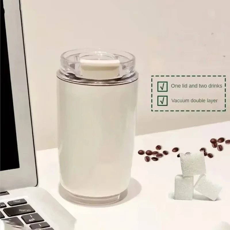 1PCS Tumbler Thermos Cup Milky White Coffee Mug Car Insulated Water Bottle Travel Stainless Steel Vacuum Flasks Drinking Kettle