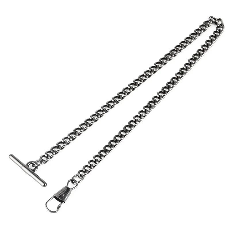 Pocket Watch Chain Black/Gold T Bar Link Chains Hook Clasp Holder Chain Men Women Locket Collares Pocket Watch Chain Replacement