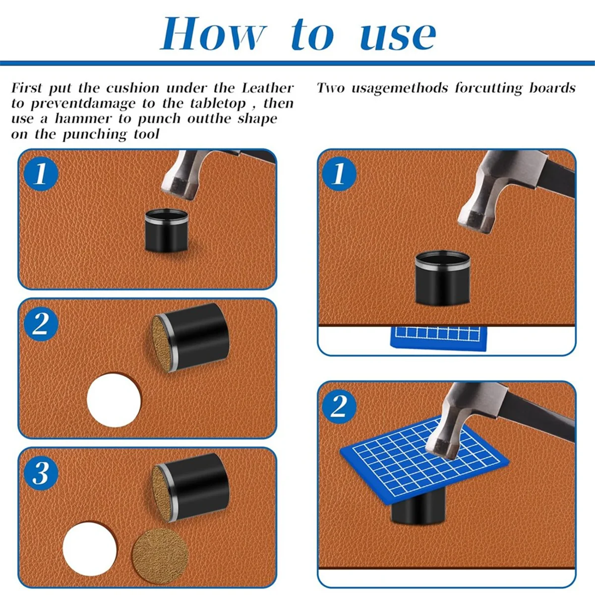7 Sizes Hole Punch Set Leather Circle Cutter Tool Set Round Hole Punch 20mm-50mm Hollow Cutter Tool