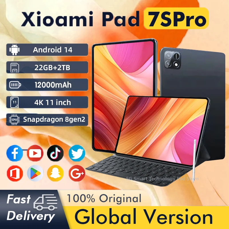 Tablet PC Original MI Pad 7S Pro 11inch Snapdrago 8gen2 HD 4K Android 14 22GB + 2TB 12000mAh 5G Dual SIM WiFi GPS
