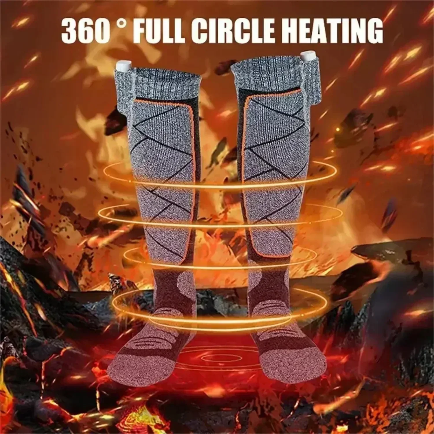 1 Pair High Quality Heating Socks USB Rechargeable Anti-Cold Men Thermal Heated Foot Warmer Outdoor Camping Ski Sports Winter