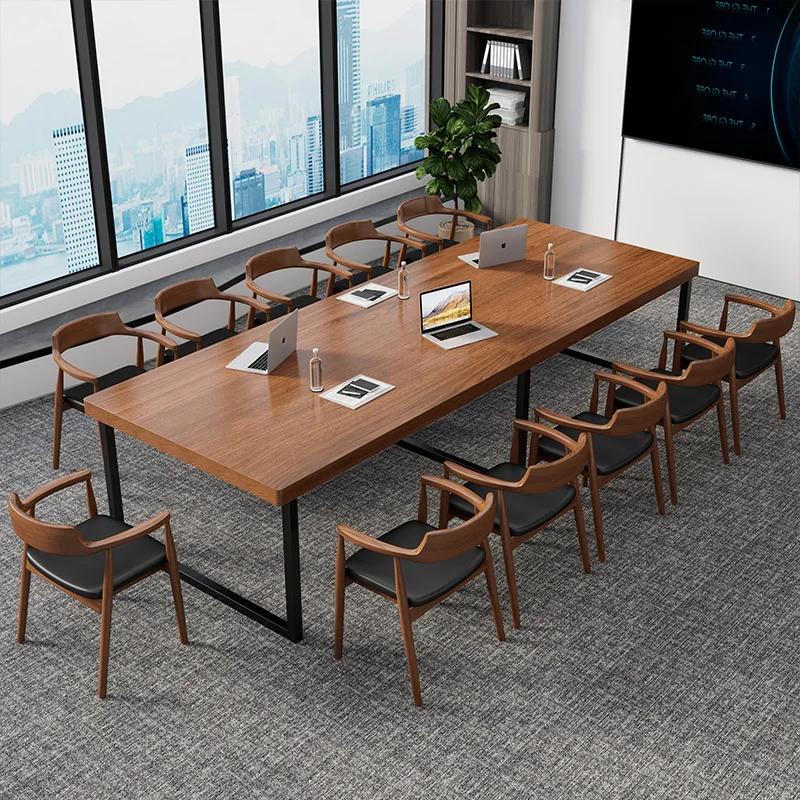 Large conference table, wooden office table, long table, loft work table, computer table, modern and minimalist negotiation