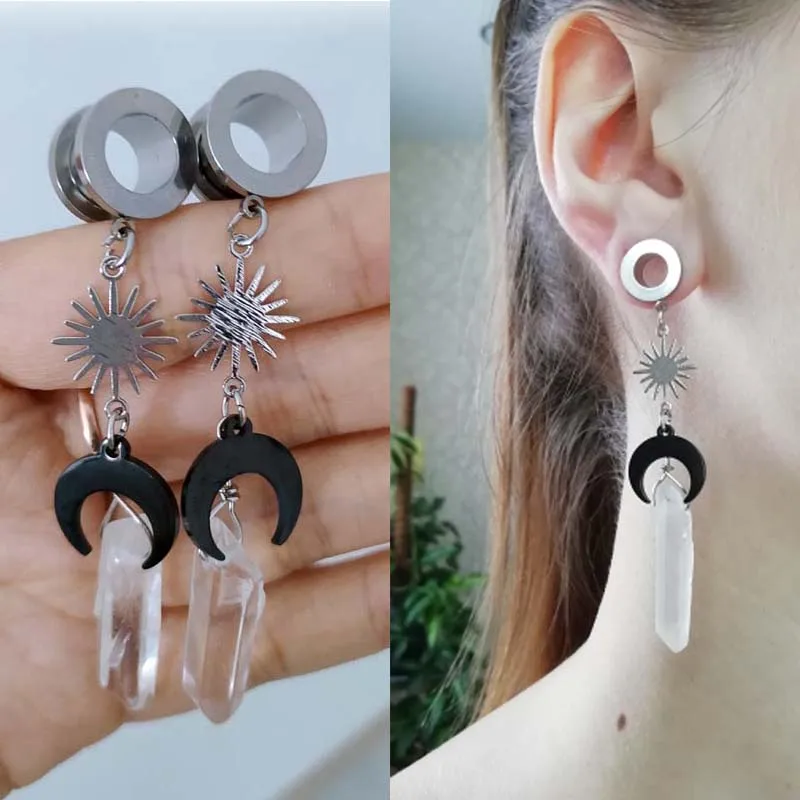 Stainless Dangle Ear Plug Tunnels Expanders Stainless Steel Ear Tunnel Plugs 2 Aliexpress