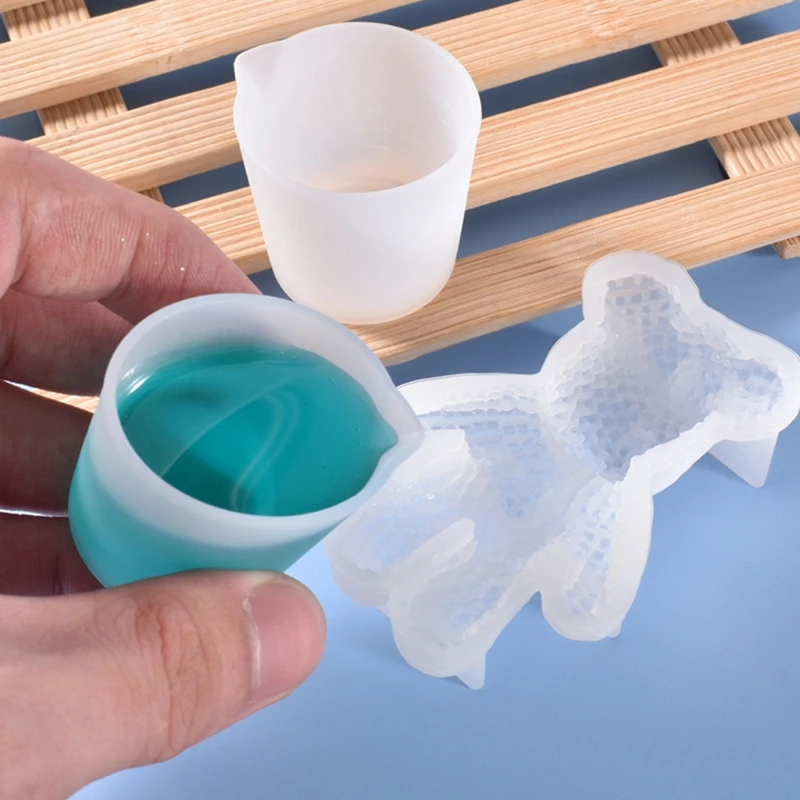 30ml Resin Cup Non-Stick Silicone Cup Silicone Measuring Cup Reusable Mixing Cup with Precise Scale for DIY Jewelry