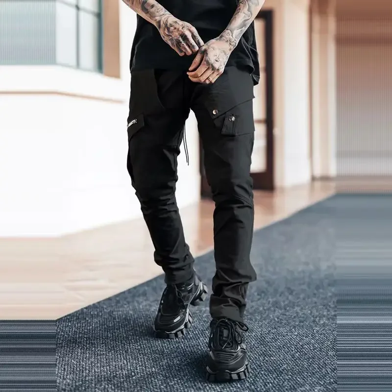 

Men's Side Pocket Cargo Pants Zipper Black Grey Khaki Hip Hop Casual Male Joggers Trousers Fashion Streetwear Pantalones Hombre