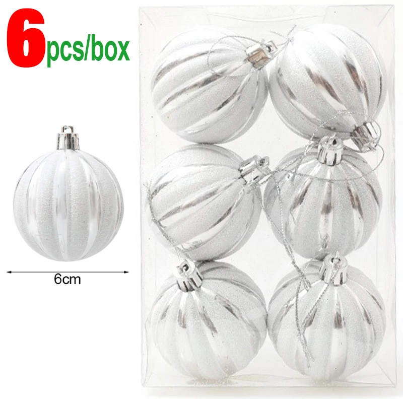 thumbnail image 1 of 24/6pcs Electroplating Christmas Balls Color Painting Xmas Tree Hanging Pendants Xmas Ball Ornaments New Year Party Home Decor, 1 of 5
