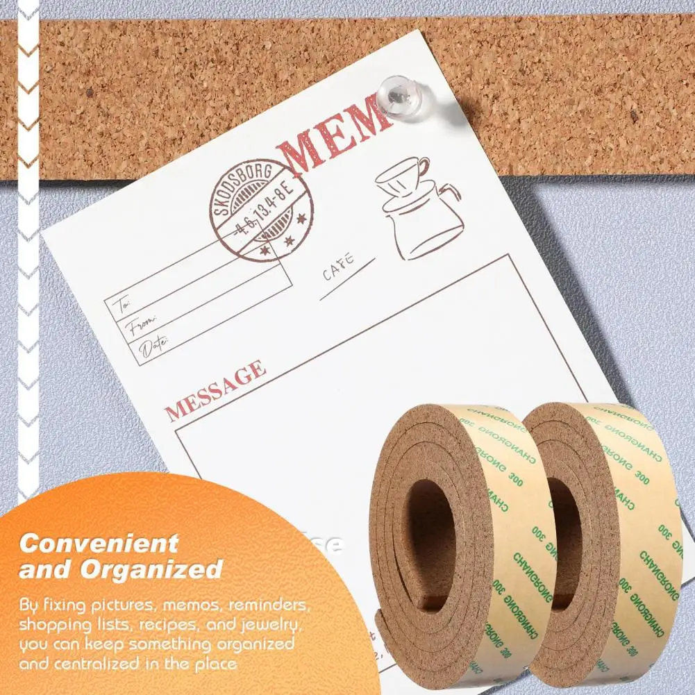 Self-adhesive Cork Board Strip Self-adhesive Cork Strip Bulletin Bar for Office Classroom Home Decor Durable Memo for Notices