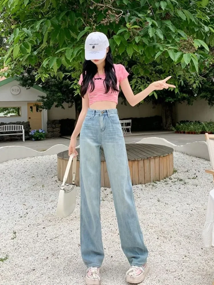 INS Versatile Light Color Thickened New Women's Long Pants Straight Leg Jeans Art Natural Waist Popular Spring And Autumn XS-3XL