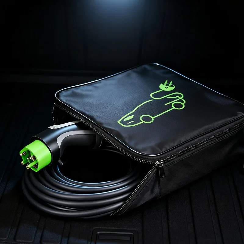 Electric Car Battery Jumper Cable Storage Bag Waterproof EV Car Rechargeable Gun Storage Organizer for Charging Cables Cords
