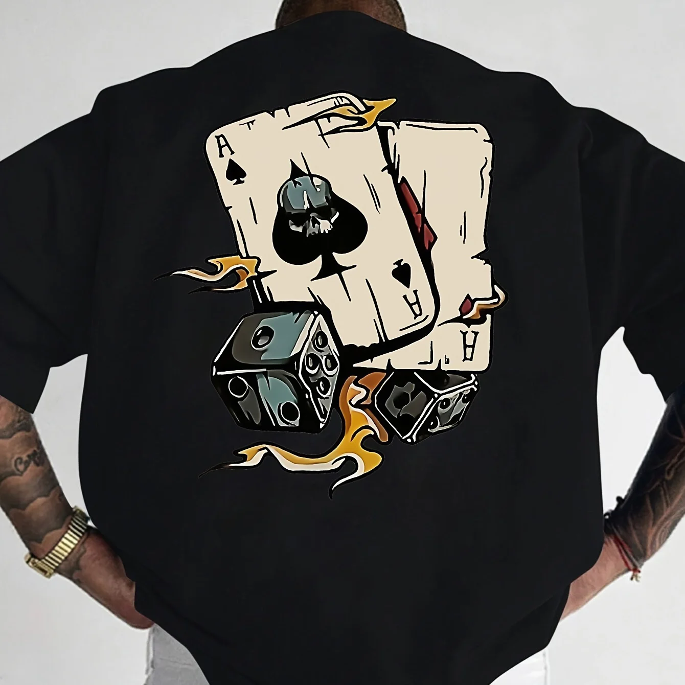 تي شيرت رجالي صيفي 100% من القطن الخالص كاجوال فضف...