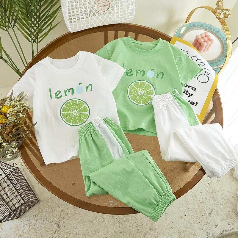 

Fashion Baby Girl Fruit Printed Suit 2022 New Children's Sports 2-Piece Clothes Sets For Girls Short Sleeve Pants Casual Outfits
