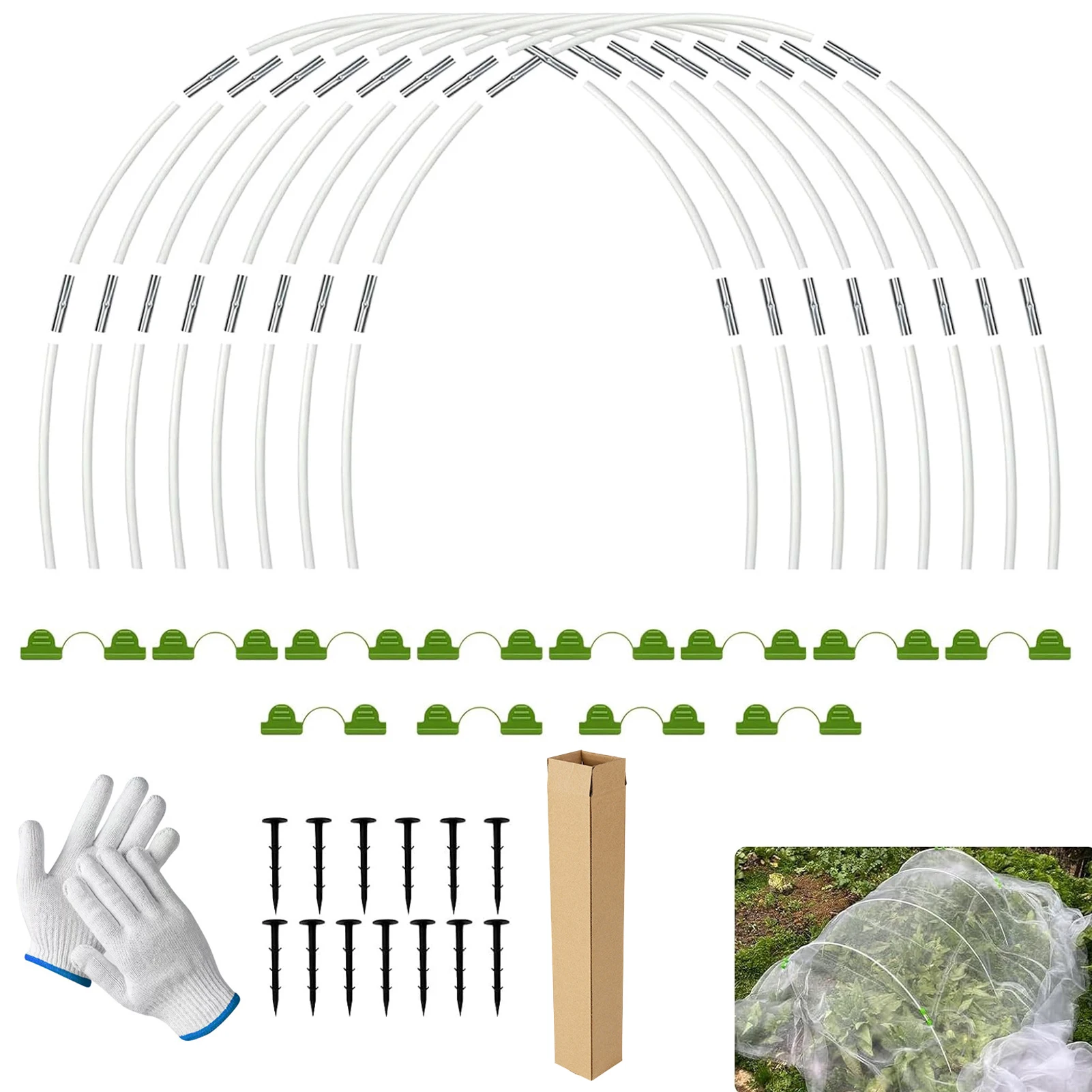 Greenhouse Hoops Set Gardening Folding Fiber Rod Set Greenhouse ...
